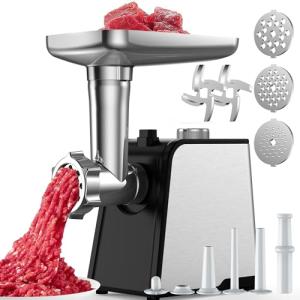 Oaomi 3200W Max Electric Meat Grinder & Sausage Stuffer - Mincer Machine with Tool 1 Blade And 3 Plates, 3 Tubes & Kubbe Kit Tool for Home Kitchen Use(Black)