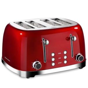 Roter Mond Retro 4-Slice Stainless Steel Toaster