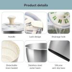 Stainless Steel Salad Spinner with Non-Slip Base