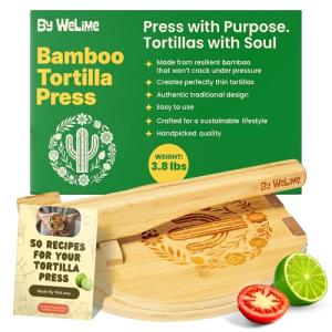 WeLime Bamboo Tortilla Press with Parchment Sheets