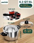 WantJoin 6Qt 3-in-1 Stainless Steel Pressure Cooker