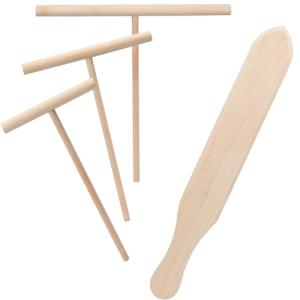 Wooden Crepe Spreader and Spatula Set - 4 Pack