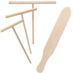 Wooden Crepe Spreader and Spatula Set - 4 Pack