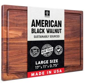 Reversible Walnut Wood Cutting Board with Juice Grooves