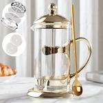 Gold French Press Coffee Maker with 4-Level Filter