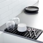 Silicone Self-Draining Dish Drying Mat - Black