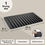 Silicone Self-Draining Dish Drying Mat - Black