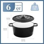 Velaze 6 QT Enameled Cast Iron Dutch Oven