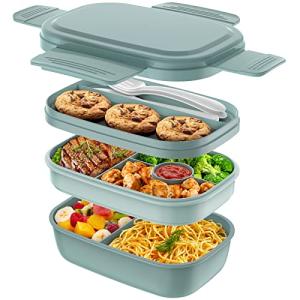 HOMETALL Stackable Bento Lunch Box with Utensils