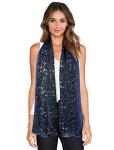 GERINLY Navy Blue Space Design Wrap Scarf
