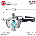 HAWKINS Triply Stainless Steel Pressure Cooker 1.5L
