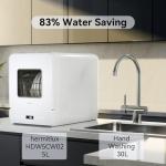 Hermitlux Portable Countertop Dishwasher with 6 Wash Programs