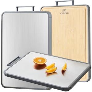Double-Sided Titanium and Bamboo Cutting Board