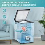 Compact Black Chest Freezer with Rolling Wheels