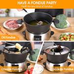 Electric Fondue Pot with Temperature Control and Forks