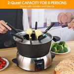 Electric Fondue Pot with Temperature Control and Forks