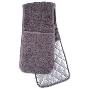 DII Gray Cotton Quilted Double Oven Mitts