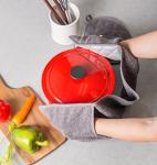 DII Gray Cotton Quilted Double Oven Mitts