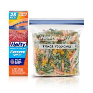 Hefty Quart Size Press to Close Freezer Bags