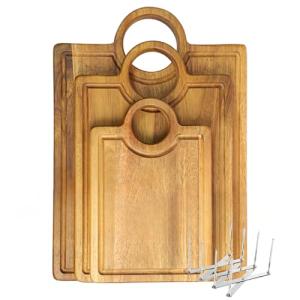 Acacia Wood Cutting Boards Set of 3 with Juice Groove