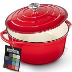 Zulay Kitchen 6 Quart Red Enameled Dutch Oven