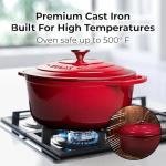Zulay Kitchen 6 Quart Red Enameled Dutch Oven