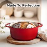 Zulay Kitchen 6 Quart Red Enameled Dutch Oven