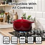 Zulay Kitchen 6 Quart Red Enameled Dutch Oven