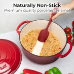 Zulay Kitchen 6 Quart Red Enameled Dutch Oven