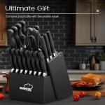 Amorston 21-Piece Kitchen Knife Set with Block