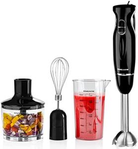 OVENTE 300W Immersion Hand Blender Set, Black