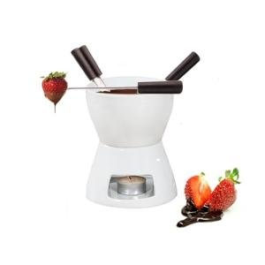 Fondue Pot Set with 4 Forks, Ceramic Warmer