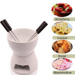 Fondue Pot Set with 4 Forks, Ceramic Warmer
