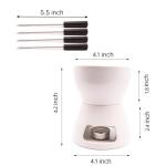 Fondue Pot Set with 4 Forks, Ceramic Warmer