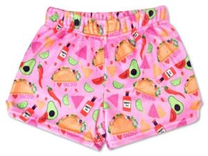 Foodie Print Plush Shorts - Tasty Tacos, Medium