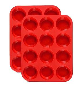 JEWOSTER 12-Cup Silicone Muffin Pan Set