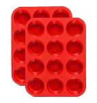 JEWOSTER 12-Cup Silicone Muffin Pan Set