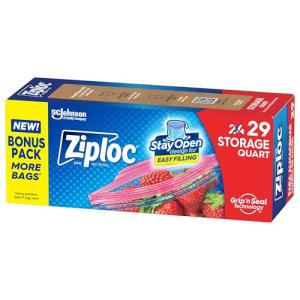 Ziploc Quart Stand-Up Food Storage Bags, 29 Count