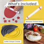 Large Tortilla Sealer and Crimper with Rolling Pin