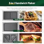 3-in-1 Electric Sandwich, Waffle, and Grill Maker