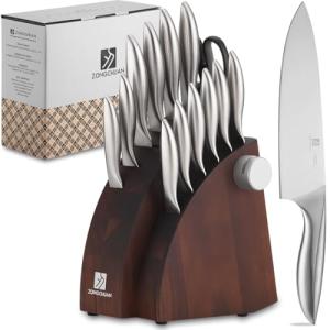 15-Piece Professional Kitchen Knife Set with Sharpener