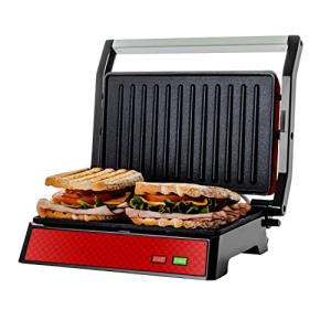 OVENTE Non-Stick Indoor Panini Press Grill, Red