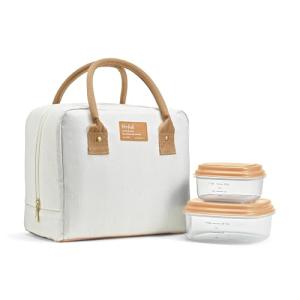 Insulated Women's Lunch Bag with Containers, Ivory