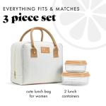 Insulated Women's Lunch Bag with Containers, Ivory