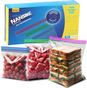 NANSIKE Reusable Food Storage Bags - 100 Pack