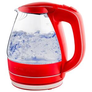 OVENTE 1.5L Glass Electric Kettle - Red