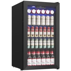 Icyglee 126 Can Beverage Refrigerator with Glass Door