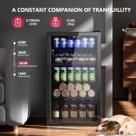 Icyglee 126 Can Beverage Refrigerator with Glass Door