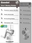 Geedel 5-in-1 Rotary Cheese Grater and Slicer