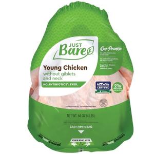 Just Bare Natural Fresh Whole Chicken, 4 LB